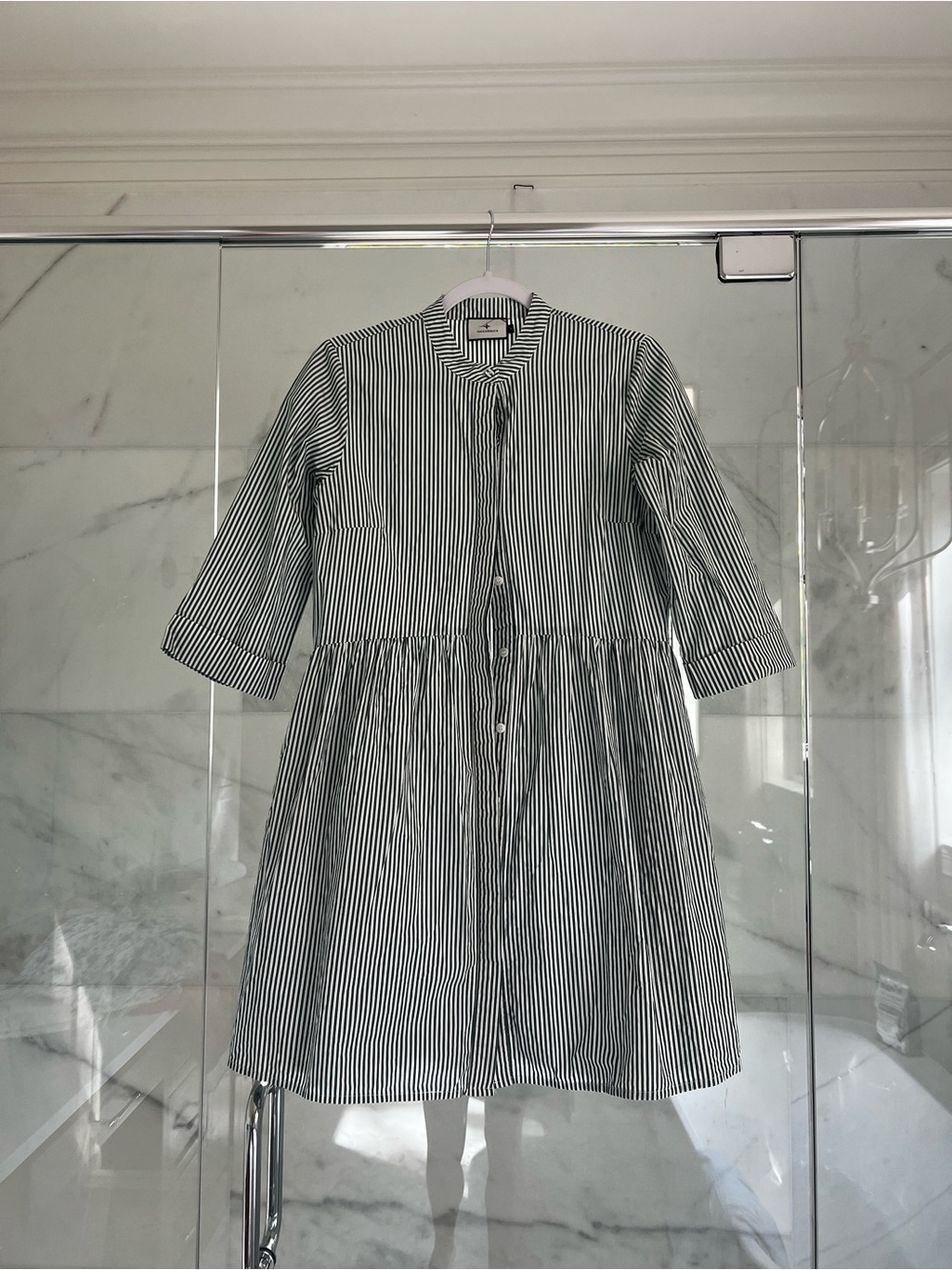 Tuckernuck Green and White Striped Royal Shirt Dress
